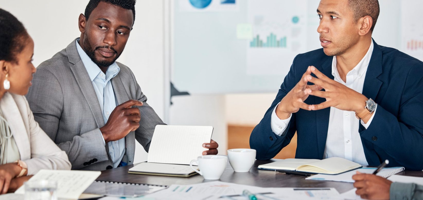 Business people, documents or teamwork diversity meeting for company finance budget, kpi research o.